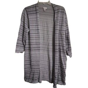 Women's Chico's Long 3/4 Sleeve Sparkly Silver Open Cardigan Size 3 (XL/16)